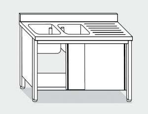 EU01611-14 lavatoio armadio ECO cm 140x60x85h 2 vasche e sg dx – porte scorrevoli