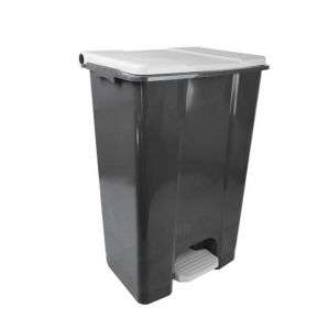 T912870 Contenitore mobile a pedale in plastica riciclata grigio – bianco 80 litri