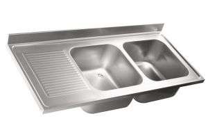 LV7049 Top lavello in acciaio inox AISI 304 dim.1800X700 2V SG SX
