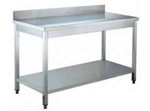 GDATS146A Tavolo da lavoro su gambe con ripiano inferiore 1400x600x950 mm con alzatina