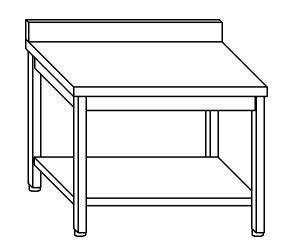 TL5348 Tavolo da lavoro in acciaio inox AISI 304 alzatina ripiano 160x70x85
