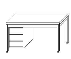 TL5234 Tavolo da lavoro in acciaio inox AISI 304 cassettiera sx 140x70x85