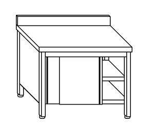 TA4116 Tavolo armadio in acciaio inox con porte su un lato con alzatina 180x70x85