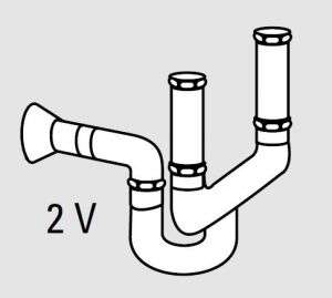 EU91001-00 Sifone in plastica per lavelli da 2 vasche da 1″ – 1/2