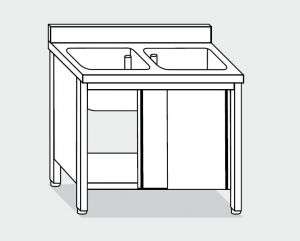 EU01610-13 lavatoio armadio ECO cm 130x60x85h 2 vasche – porte scorrevoli