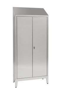 IN-694.02.430 Armadio Spogliatoio In Acciaio Inox Aisi 430 A 2 Posti A 2 Ante Con Tramezza Sporco/Pulito Cm. 95X40X215H