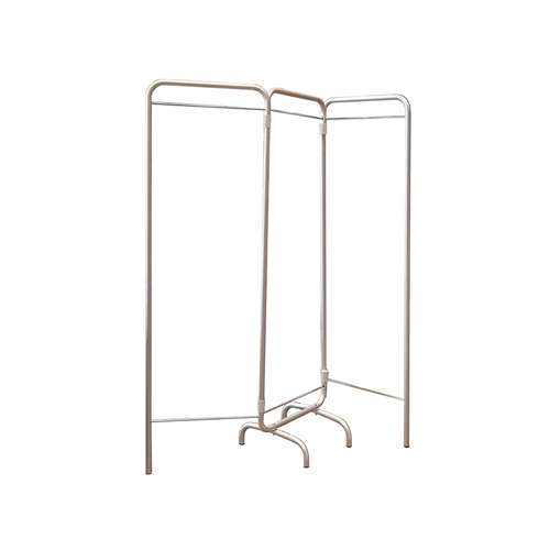 Paravento 3 ante senza ruote con tenda in trevira azzurra 45 × 132 cm