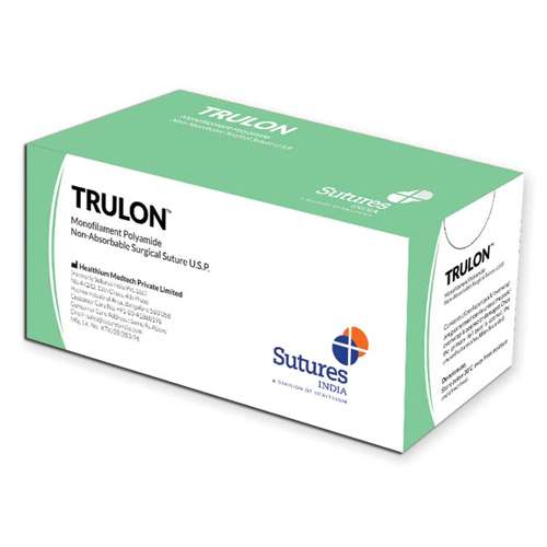 Suture non assorbibili Trulon in nylon ago 3/8 da 45 mm, USP 2/0