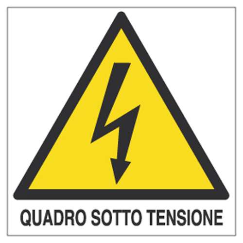 Etichette autoadesive in PVC con dicitura “Quadro Sotto Tensione”