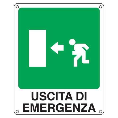 Cartello EasyFix in alluminio “Uscita di Emergenza a Sinistra”