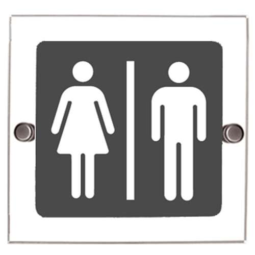 Targa monofacciale a parete in plexiglass “Toilette Uomo/Donna”